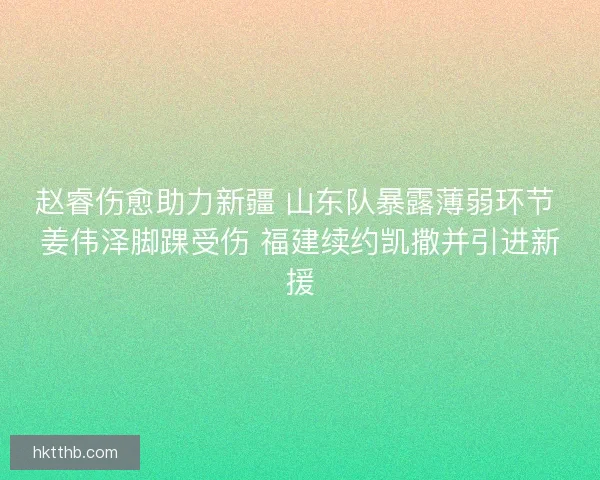 赵睿伤愈助力新疆 山东队暴露薄弱环节 姜伟泽脚踝受伤 福建续约凯撒并引进新援